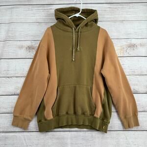 Ronin Division Embroidered Colorblock Hoodie Sweatshirt Adult XL‎ Green Beige